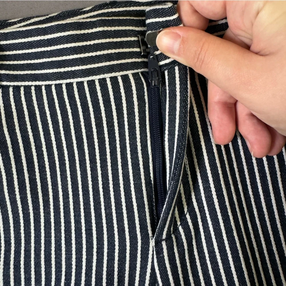 Banana Republic pants women 2 cotton blend slim ankle pin striped pants blue - Picture 4 of 13